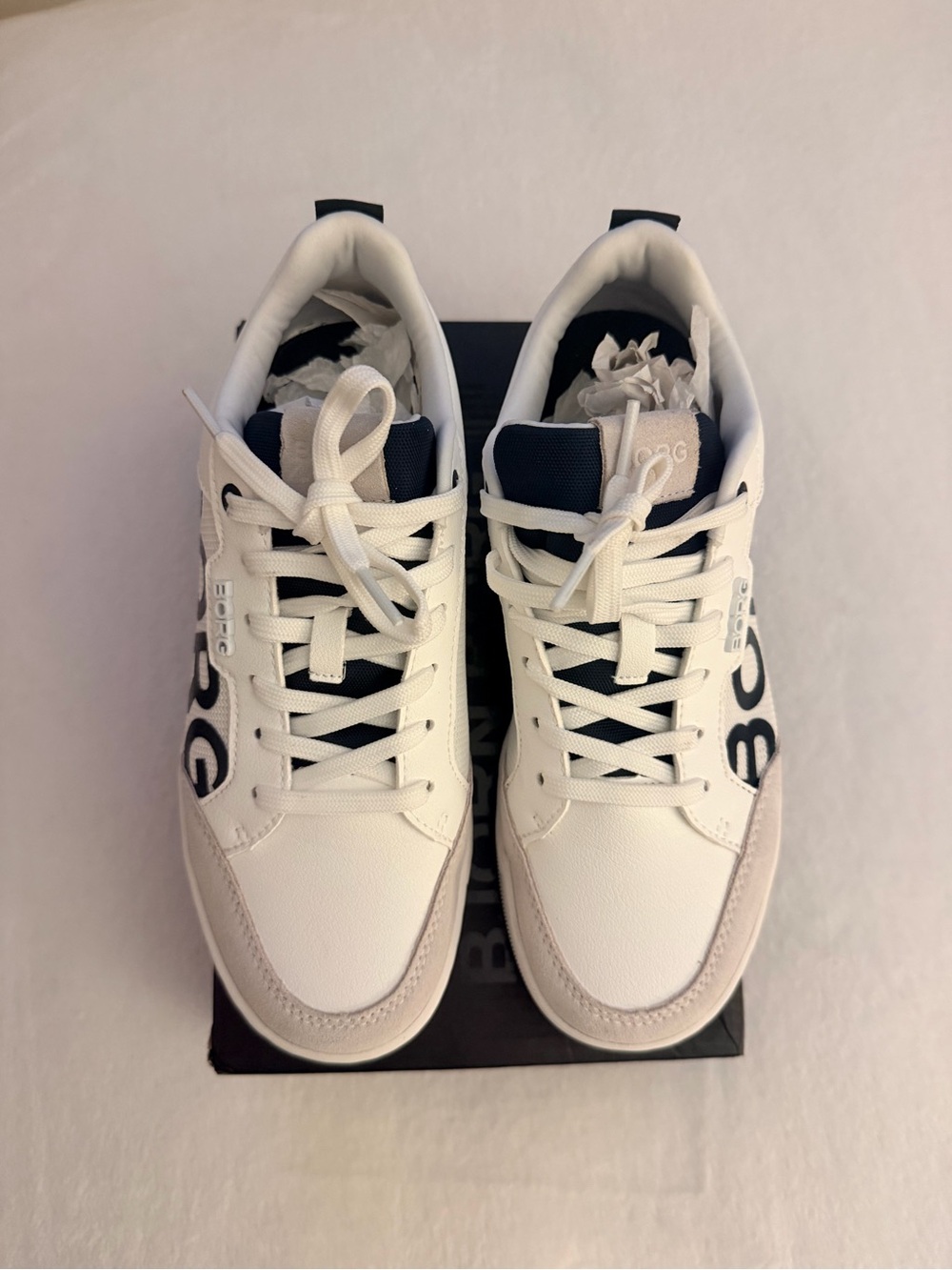 Björn Borg White Navy Platform Sneakers Size 8 EU 39 New in Box